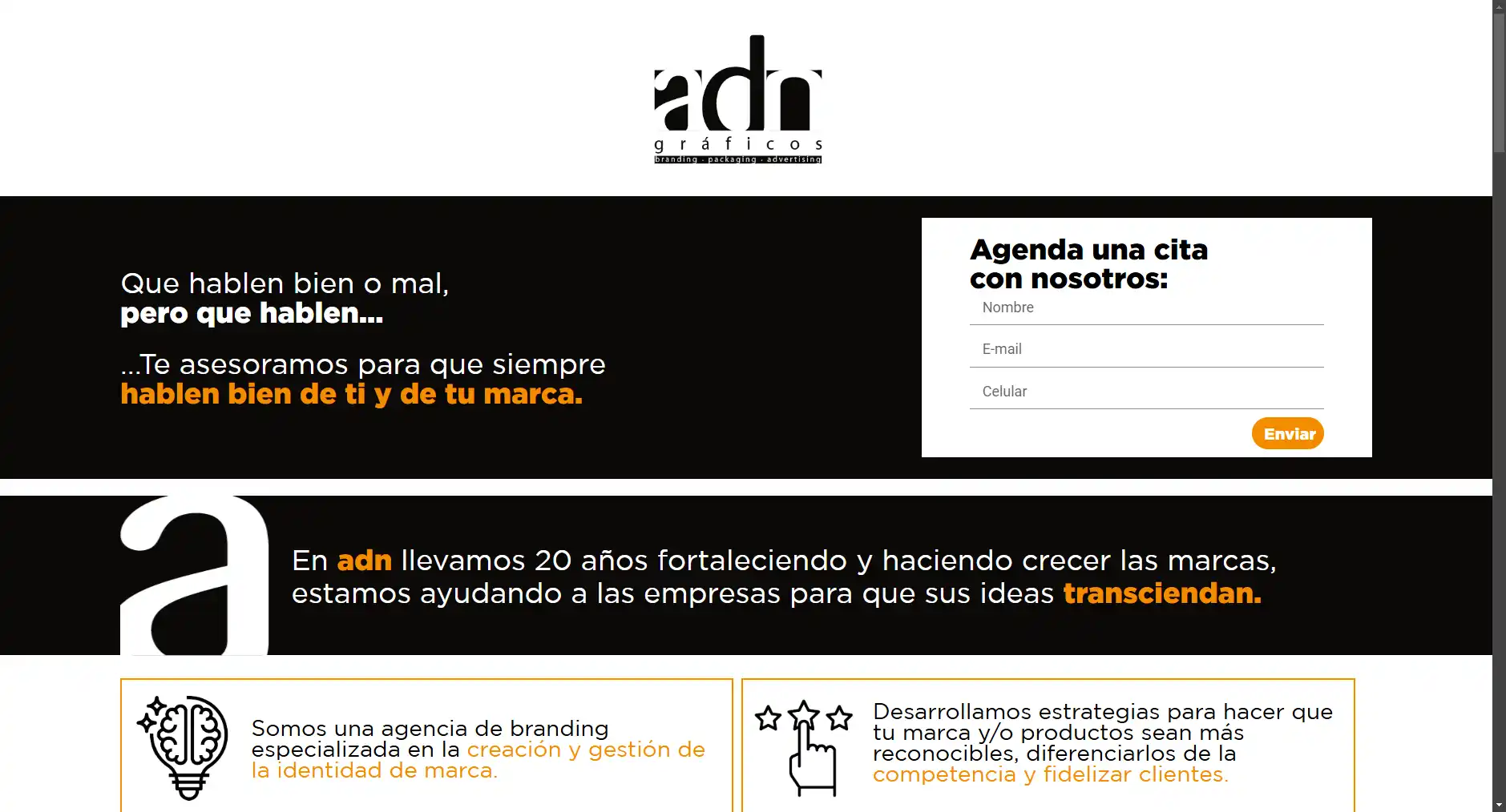 Landing de ADN Gráficos